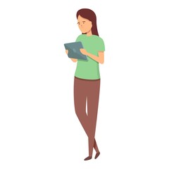 Poster - Girl digital reading icon cartoon vector. Online read. Study school