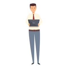 Poster - Professor online archive icon cartoon vector. Digital book. Culture store
