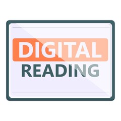 Poster - Tablet digital reading icon cartoon vector. Online read. Book library