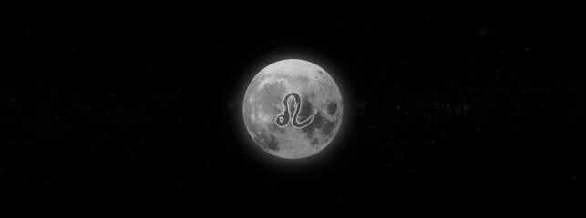 Wall Mural - panoramic view of the moon in leo 3d illustration