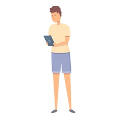 Poster - Child reading icon cartoon vector. Online read. Book study