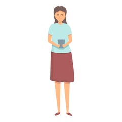 Poster - Teacher digital reading icon cartoon vector. Online read. Book study