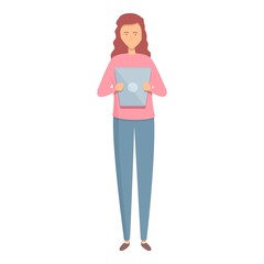 Poster - Girl reading icon cartoon vector. Read book. Online library