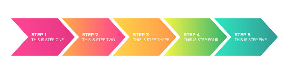 Step by Step Process Infographic. Step Infographic with Arrows to Show Process, Roadmap or Timeline.