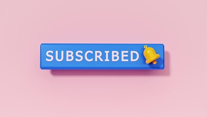 Poster - subscribe button and bell icon 3d animation