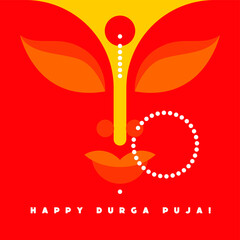 Happy Navratri, illustration of Goddess Durga decorative face