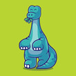 cute brontosaurus dinosaur illustration suitable for mascot sticker and t-shirt design