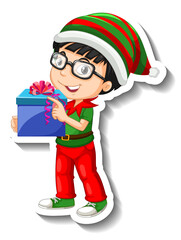 Sticker - A boy in Christmas costumes