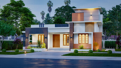 3d illustration of a newly built luxury home