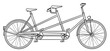 Classic tandem bicycle outline illustration - stock image.