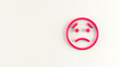3d Illustration of outlined sad frowning Face Emoji on light background. 