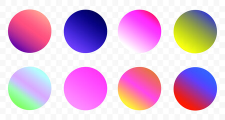 Wall Mural - Set of round Vector Gradient. Multicolor Sphere. Modern abstract background texture. Template for design. Isolated objects
