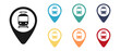 Subway, tube, train concept vector icon set,. Label on the map. Illustration