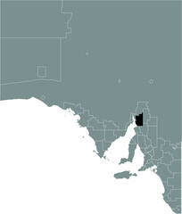Black flat blank highlighted location map of the DISTRICT COUNCIL OF MOUNT REMARKABLE AREA inside gray administrative map of areas of the Australian state of South Australia