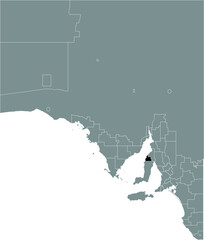 Black flat blank highlighted location map of the COPPER COAST COUNCIL AREA inside gray administrative map of areas of the Australian state of South Australia