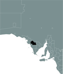 Black flat blank highlighted location map of the WUDINNA DISTRICT COUNCIL AREA inside gray administrative map of areas of the Australian state of South Australia