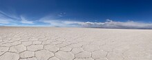 Pan View Of Hexagonal Salt Formations In Salar De Uyuni, Bolivia