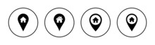 Address Icons Set. Home Location Sign And Symbol. Pinpoint