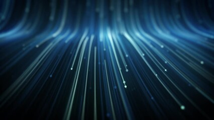 Poster - abstract light fiber strings flowing background loop/ 4k animation of an abstract wallpaper technolo