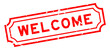Grunge red welcome word rubber seal stamp on white background