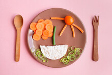 Food Art - Funny Kids Breakfast, Healthy And Tasty Food, Ladybug Made Of Vegetables And Wholegrain Crispbread