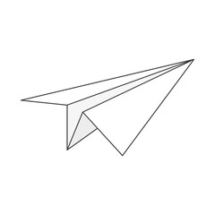 Poster - Paper line airplane. Sending message linear symbol. Vector isolated on white.