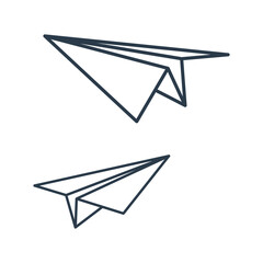 Poster - Paper line airplanes set. Sending message linear symbol collection. Vector isolated on white.