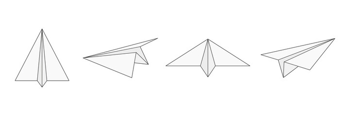 Poster - Paper line airplanes set. Sending message linear symbol collection. Vector isolated on white.