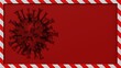 Warnung vor dem Virus, rot/weißes Warnschild mit Virus-Symbol