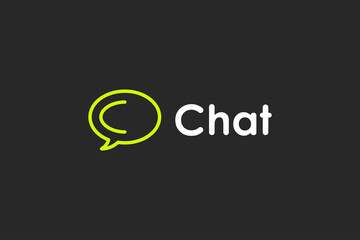 Poster - Chat Talk Logo. Green Speech Bubble Linear Rounded Style with Initial Letter C inside isolated on Dark Background. Flat Vector Logo Design Template Element.
