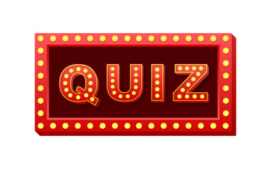 Poster - Retro light text quiz time. Retro light bulb. Vector stock illustration