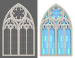 © denisik11 - Medieval Gothic stained glass window vector set