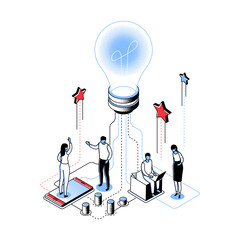 Wall Mural - innovative solutions - modern line isometry design style illustration