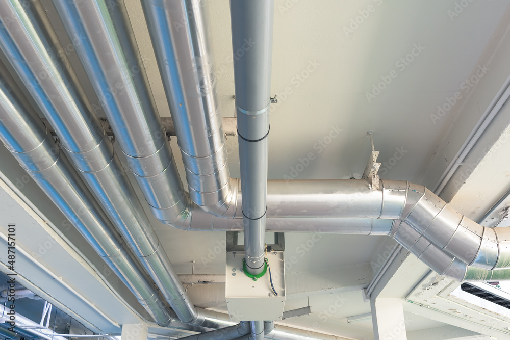 Chilled water supply and return pipe system. May called chr, chs ...