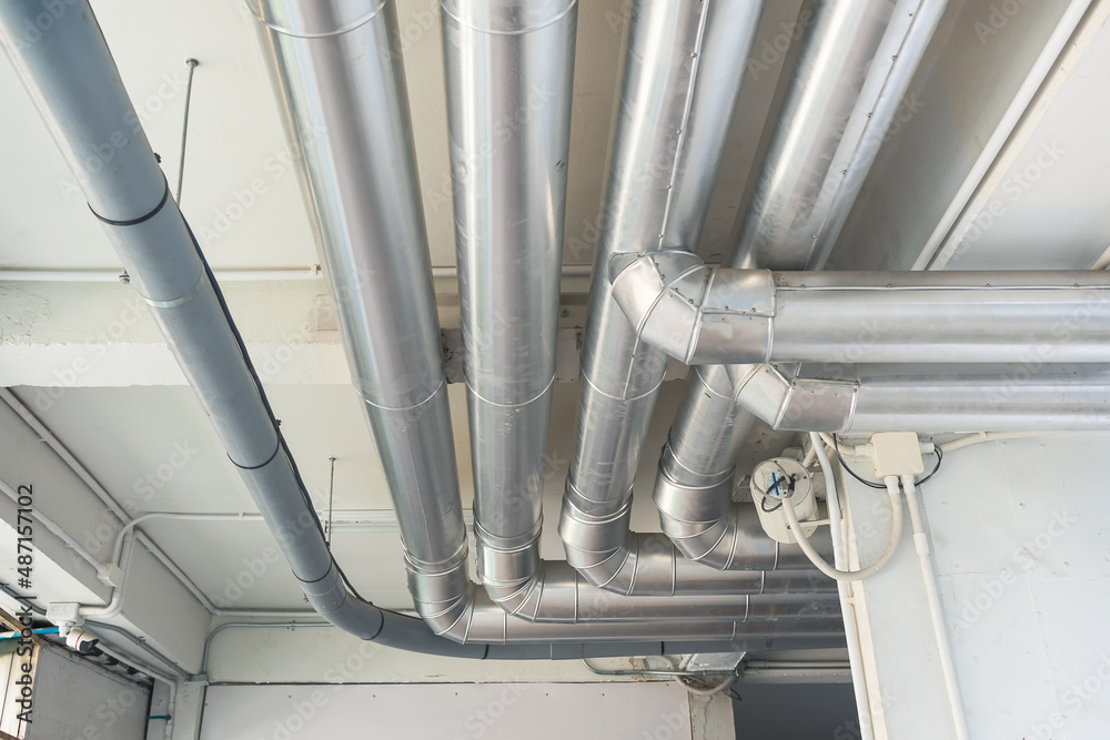 Chilled water supply and return pipe system. May called chr, chs ...