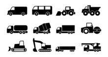 Collection Of Silhouette Design 
Truck Car Icon With Black Color,vector Illustration