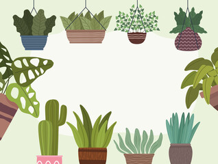 Poster - houseplants gardening icons around