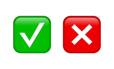 Poster - checkmark icon button tick and cross signs. check icon square buttons - green and red checkmark button checklist symbols. check mark icon - voting check mark - checklist checkmark - approved checkmark