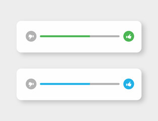 Poster - Like and dislike icons feedback counter slider with thumbs up and thumb down icon or rumble slide button for apps and website