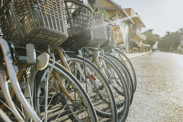 Sticker - Row of town bicycles for ren