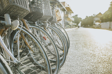 Sticker - Row of town bicycles for ren