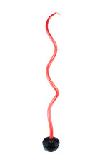 Red Curved Spiral Candle Isolated On White Background.