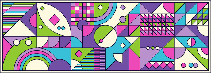 Wall Mural - Colorful geometric pattern design in abstract style. Vector illustration.