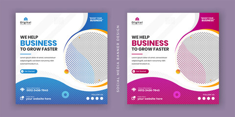 digital marketing agency expert and corporate business flyer modern square social media post banner 
