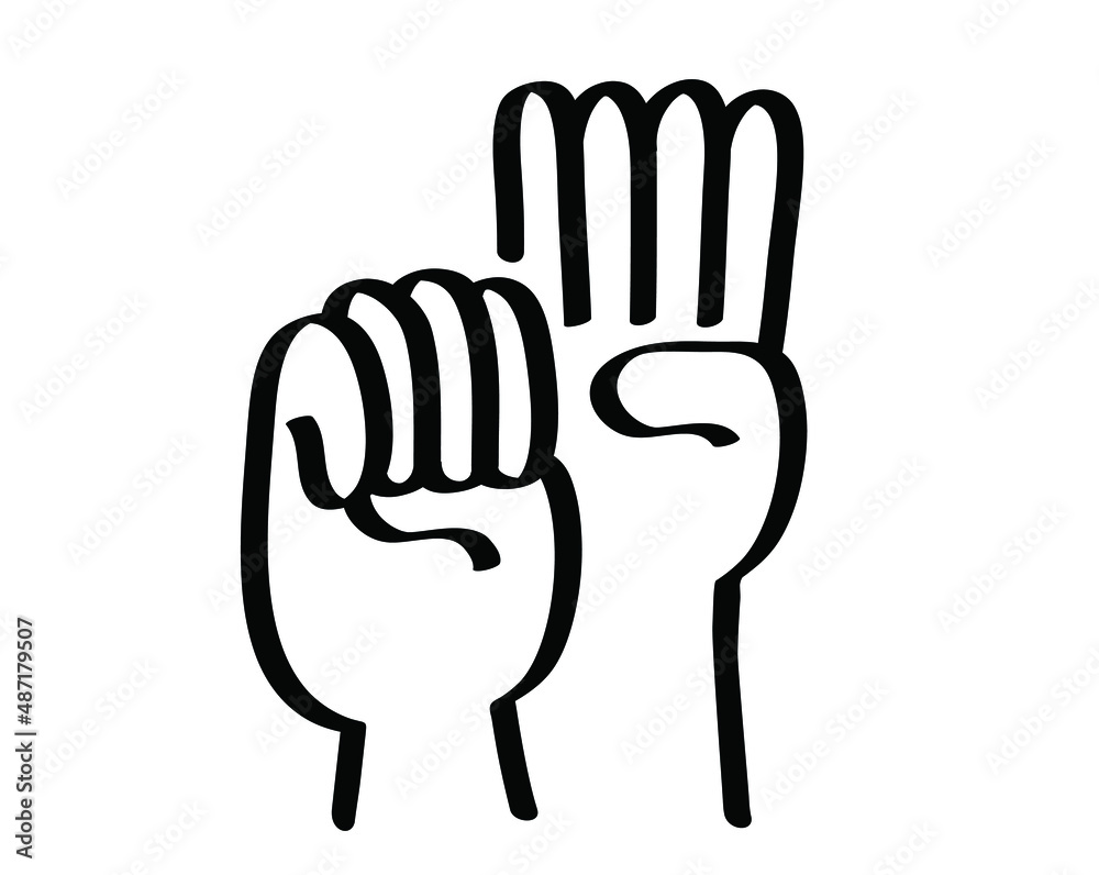 Cartoon stop hand, domestic violence, insecurity. Hand gesture. The ...