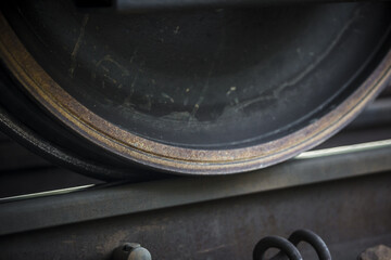 Canvas Print - Close-up on a Train Car Undercarriage, passenger train, freight train