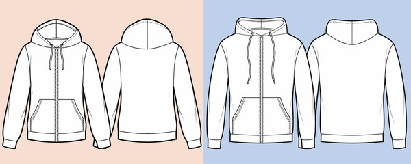 Wall Mural - Womans and mans hoodie with kangaroo pocket and zipper clasp on front