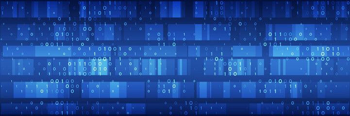 Poster - Abstract technology background consisting of binary code. A futuristic binary data stream Filtering machine algorithms. Database vector concept.