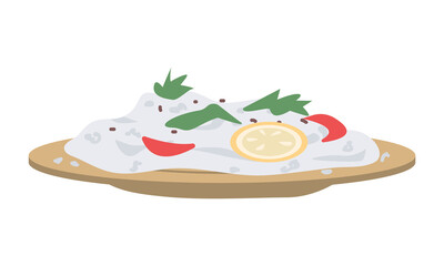 Poster - Traditional dish semi flat color vector object. Full sized item on white. Dinner served. Healthy and organic food simple cartoon style illustration for web graphic design and animation
