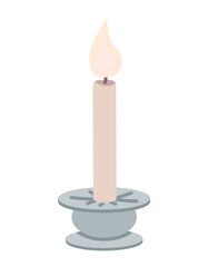 Poster - Decorative candle semi flat color vector object. Full sized item on white. Interior item. Part of house arrangement simple cartoon style illustration for web graphic design and animation